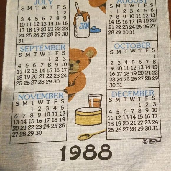 COPY - Cloth calendar 1988 vintage Teddy Bears - Picture 3 of 3